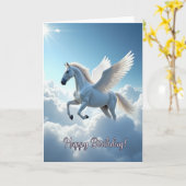 Carte d'anniversaire Cheval ailé Joyeux (Fleur jaune)