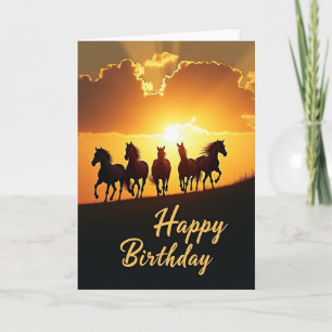 Carte d'anniversaire Cheval au galop Coucher de so