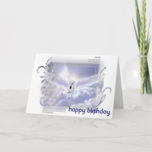 Carte d'anniversaire Cheval blanc Pégase (Devant)