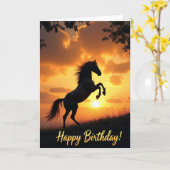 Carte d'anniversaire Cheval Doré (Fleur jaune)
