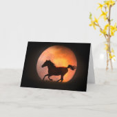 Carte d'anniversaire Cheval et Lune (Fleur jaune)
