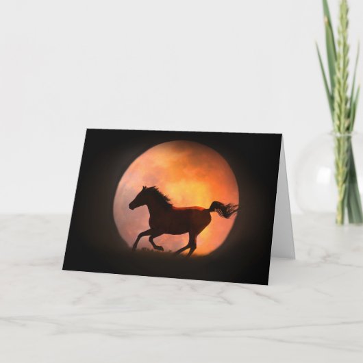 Carte d'anniversaire Cheval et Lune (Devant)