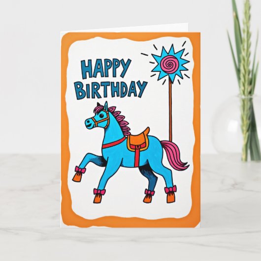 Carte d'anniversaire Cheval festif (Devant)