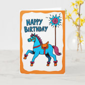 Carte d'anniversaire Cheval festif (Fleur jaune)