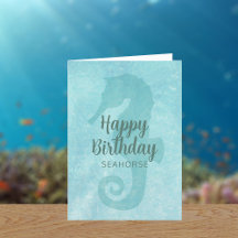 Carte d'anniversaire Cheval Marin Mignon