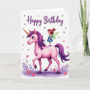 Carte d'anniversaire Cheval Rose Fantaisiste