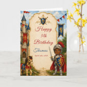 Carte d'anniversaire Chevalier Médiéval 5 ans (Fleur jaune)