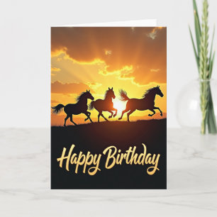 Carte d'anniversaire Chevaux Sauvages