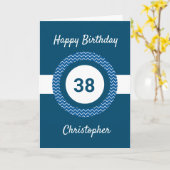 Carte d'anniversaire Chevron Blue 38th (Fleur jaune)
