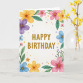 Carte d'anniversaire Chevron Fleur (Fleur jaune)