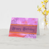 Carte d'anniversaire chic orange violet et rose (Fleur jaune)