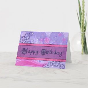 Carte d'anniversaire chic rose et violet