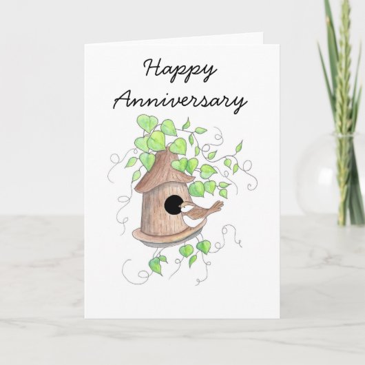 Carte d'anniversaire, Chickadee sur la volière (Devant)