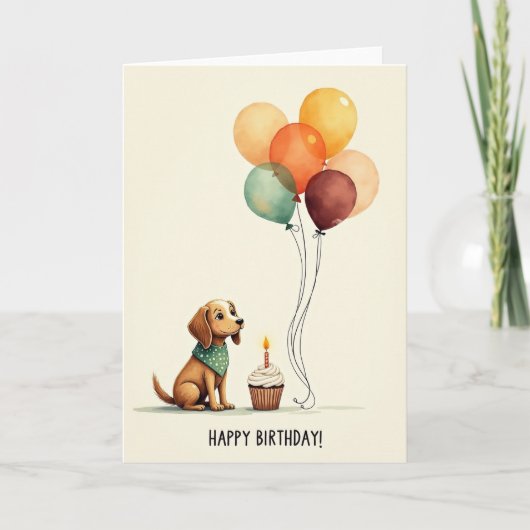 Carte d'anniversaire chien aquarelle (Devant)