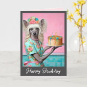 Carte d'anniversaire | Chien de race chinoise 3e a (Fleur jaune)