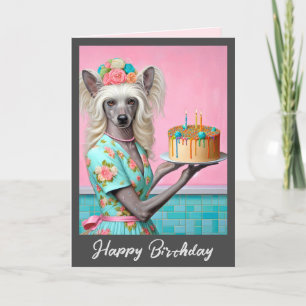 Carte d'anniversaire Chien de race chinoise 3e a