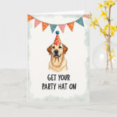 Carte d'anniversaire chien doré (Fleur jaune)