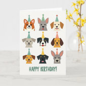 Carte d'anniversaire Chiens souriants (Fleur jaune)
