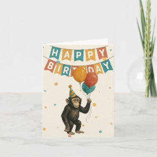 Carte d'anniversaire Chimp - Fun Party Animal