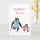 Carte d'anniversaire chimpanzée mignonne pour tant (Fleur jaune)