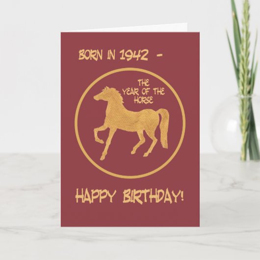 Carte d'anniversaire chinoise du cheval, 1942 (Devant)
