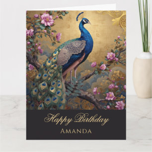 Carte d'anniversaire Chinoiserie Paon