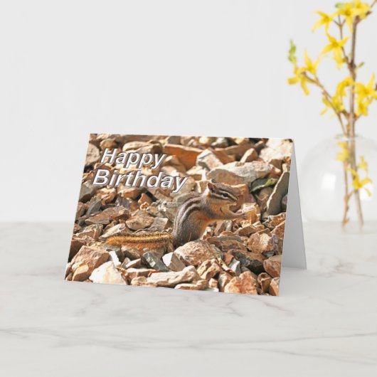 Carte d'anniversaire Chipmunk (Fleur jaune)
