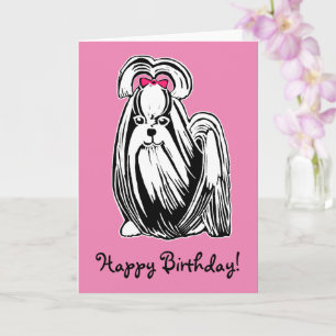 Carte d'Anniversaire Chish Tzu Chien Rose