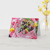 Carte d'anniversaire chocolat fraises recouvertes (Fleur jaune)
