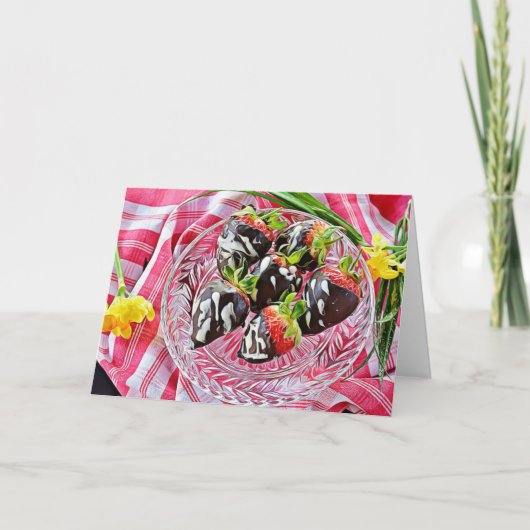 Carte d'anniversaire chocolat fraises recouvertes (Devant)