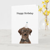 Carte d'anniversaire, Chocolat Labrador (Fleur jaune)