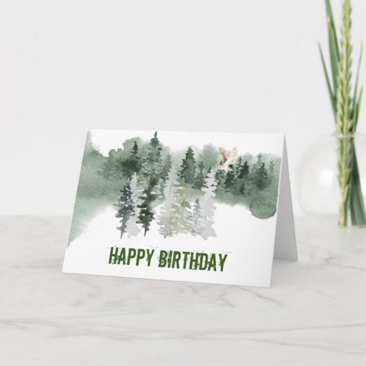 Carte d'anniversaire Chouette Aquarelle de Bois (Devant)