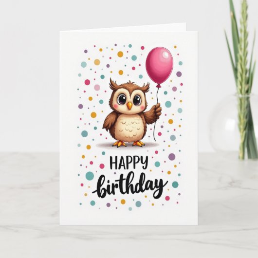 Carte d'anniversaire Chouette Capricieuse (Devant)