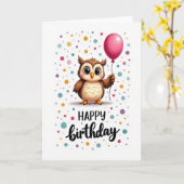 Carte d'anniversaire Chouette Capricieuse (Fleur jaune)