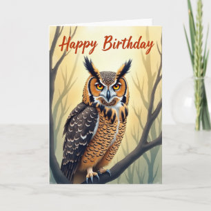 Carte d'anniversaire Chouette dorée