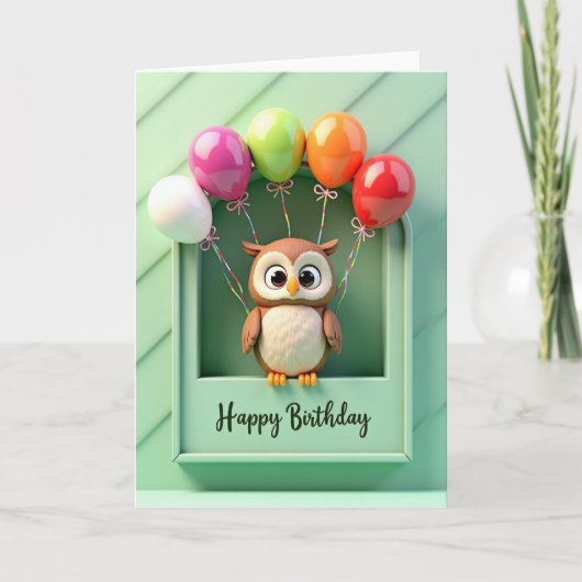 Carte d'anniversaire chouette douce (Devant)