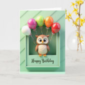 Carte d'anniversaire chouette douce (Fleur jaune)