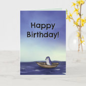 Carte d'anniversaire chrétienne (manchot) (Fleur jaune)
