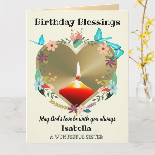 Carte d'anniversaire chrétienne personnalisée pour (Fleur jaune)