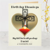 Carte d'anniversaire chrétienne personnalisée pour (Fleur jaune)