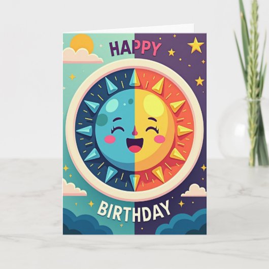 Carte d'anniversaire ciel soleil doux (Devant)