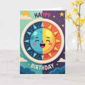 Carte d'anniversaire ciel soleil doux (Fleur jaune)