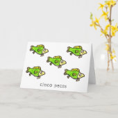 Carte d'anniversaire Cinco Peces Fish Feliz Cumple (Fleur jaune)