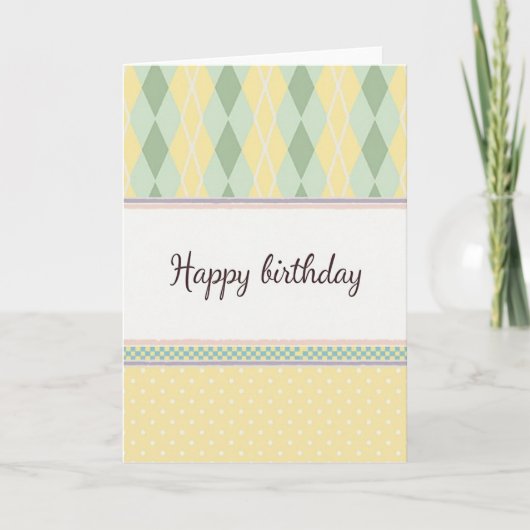 Carte d'anniversaire classique à motif argyle (Devant)