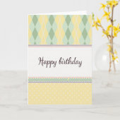 Carte d'anniversaire classique à motif argyle (Fleur jaune)