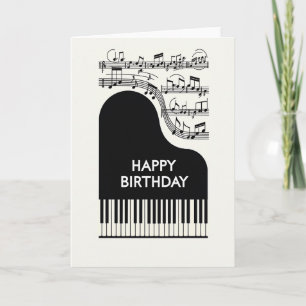 Carte d'anniversaire classique au piano