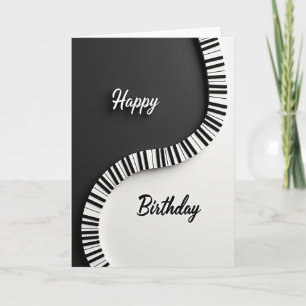 Carte d'anniversaire Clavier Noir Blanc