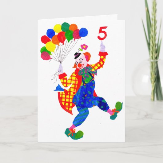Carte d'anniversaire Clown 5 ans (Devant)