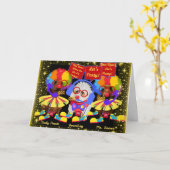 Carte d'anniversaire Clown de Cirque Copains (Fleur jaune)