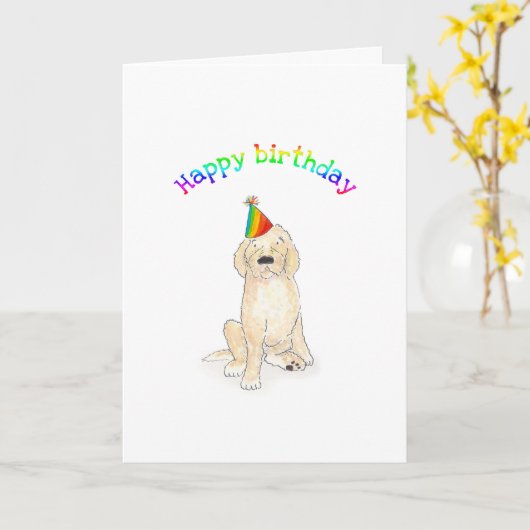 Carte d'anniversaire Cockerpoo (Fleur jaune)